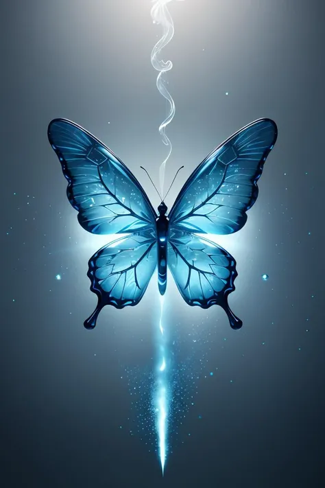 photo shot of a ral-blueresin butterfly,glowing particles in the air,realistic,highly detailed,realistic,lifelike,studio photo,highly detailed,dynamic,cinematic light,masterpiece,intricate,hdr,abstract fractal,<lora:ral-blueresin-sd15:0.8> made of ral-blueresin ,masterpiece,
