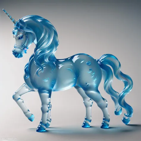 <lora:ral-blueresin:1> a unicorn made of ral-blueresin