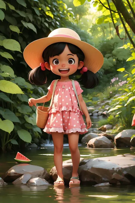 A stunningly realistic image depicting a young girl sitting on a park bench, surrounded by her favorite toys. The girl has a contagious smile, her bright eyes sparkling with joy as she interacts with her toys. She is wearing a colorful dress, and her hair is styled with a cute ribbon. The park environment is filled with lush green trees, blooming flowers, and a gentle breeze. The lighting is soft, casting warm sunlight on the scene, creating a serene and inviting atmosphere. The photorealistic style captures every intricate detail, from the textures of the toys to the subtle play of light and shadow. --ar 16:9 --auto