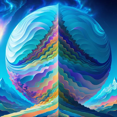 wallpaper, background, scenic landscape, tessellated, topographic style, psychedelic, highly detailed, sharp focus, fractal, <lora:Paint_Style:1>
