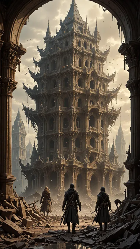 By Eugene Galien-Laloue and Takeshi Obata, polarized,An ancient Building, filled with forbidden knowledge, where scholars and sorcerers search for lost spells among the dusty tomes. Ghostly guardians patrol the aisles, ready to protect the secrets within. world in the style of the decaying empire of Würstreich, dark magic and grotesque creatures abound, inspired by Sean Aaberg's punk aesthetic, dark fantasy world combines grim landscapes with vibrant, colorful art, heroes skirmish monstrous foes in a setting where rebellion, decay, and mysticism intertwine, crafting a unique, immersive vibe, hyper detailed, professional poster art, bold lines, award winning, trending on ArtStation , (intricate details, masterpiece, best quality:1.4), looking at viewer, dynamic pose, in the style of nicola samori, (Use Dream Diffusion Secret Prompt), UHD <lora:Liquid_Fluid_Metal_XL_-_By_DICE:0.7>
