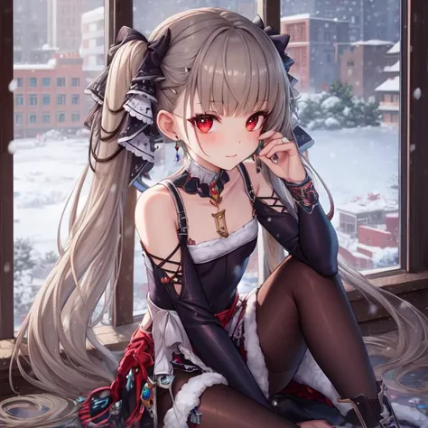 formidable_default, full body, flat chest:1.4, cyberpunkinterior, building, cyberpunk style,rain,window,sitting,solo, windowsill,dress_default, ornament_waist, looking at viewer, winter, snowing,
<lora:formidable_AzurLane_v3:0.8> <lora:GoodHands-beta2:0.8> <lora:hairdetailer:0.2> <lora:detail_slider_v4:2> <lora:ARWCyberpunkInterior:0.2> <lora:breastsizeslideroffset:-1> <lora:cyberpunk-v1.5-nai-9ep-resize:0.2>