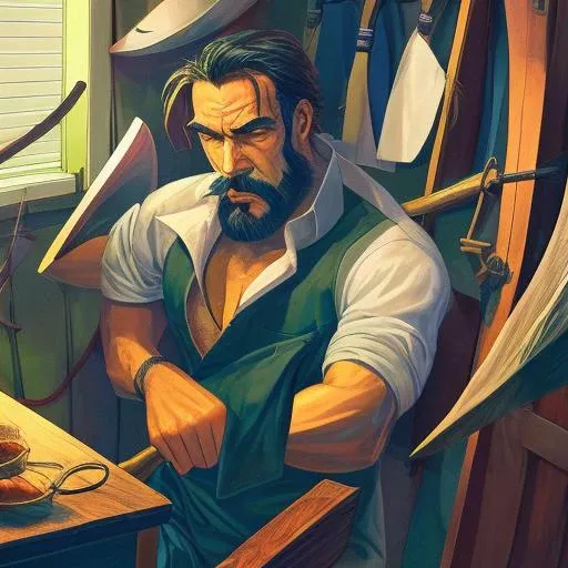 a beared man with a axe