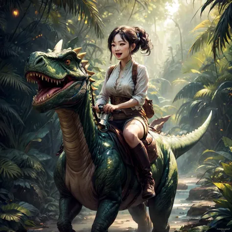 erjie<lora:Threesister-erjiev2:0.4>, happy to riding a dinosaur \((masterpiece, best quality:1.2), Yellow and green jungle dinosaur tricerasauruss<lora:EdobDinosaurs_v1.0:0.2>, (realistic:1.5)\), <lora:riding_a:0.4>,<lora:add_detail:1>
best quality, masterpiece,8k,highest texture,highres,soft light,perfect shadow,
evenly mix females and males of all ages and races in same proportions, all faces and pictures must be different, use all spectre of your different emotions from happiness to anger, do what you want and how you want,