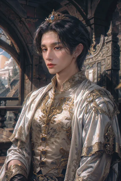 <lora:changkyun:0.7> <lora:LowRA:0.3> <lora:IvoryGoldAIv2:0.7>
(Absurdres, Intricate Details, Masterpiece, Best Quality, High Resolution, 8k)
1 male, masculine, young, aged up, dreadful, finely detailed eyes and face, looking at viewer, solo, (full body:0.5), detailed background, high fantasy, cleric, casting healing spell, hovering in air, floating leaves, color cape, gloves, magic sphere, divine spell, mana, realistic lighting, castle in background, peaceful atmosphere, tiara of light hovering above head,
Depth of Field, VFX, hdr, (intricate details, hyperdetailed)