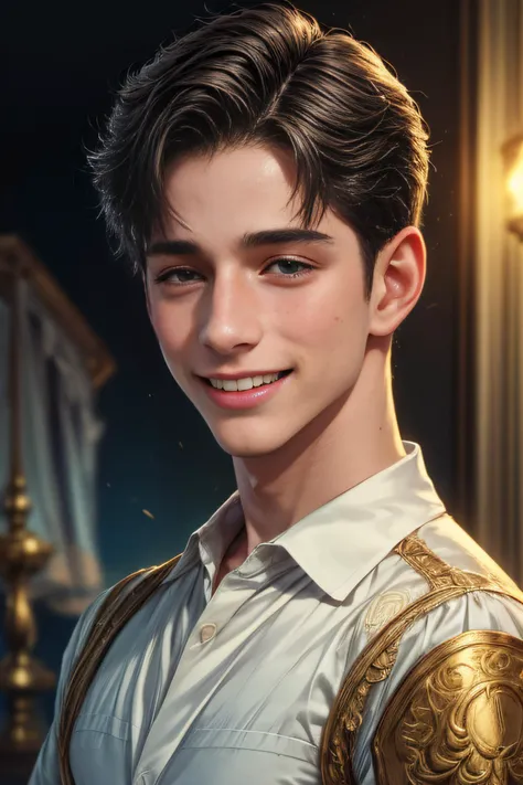 (Masterpiece, top quality, best quality, official art, beautiful and aesthetic:1.2), extremely detailed, high quality, highres, 16k, RAW, ultra highres, ultra details, finely detail, an extremely delicate and beautiful, extremely detailed, a portrait shot of (((2 young men))), laughing, smiling, looking at camera, dynamic pose, (thin adult), spiky hairs, extremely handsome, cute, very attractive, half shot, looking at viewer, detailed background, detailed face, depth of Field, VFX, unity 8k wallpaper, golden ratio, Intricate, High Detail, film photography, soft focus, sweating, f2, depth of field, film grain, 35mm, dslr shot, canon, <lora:add_detail:0.8>