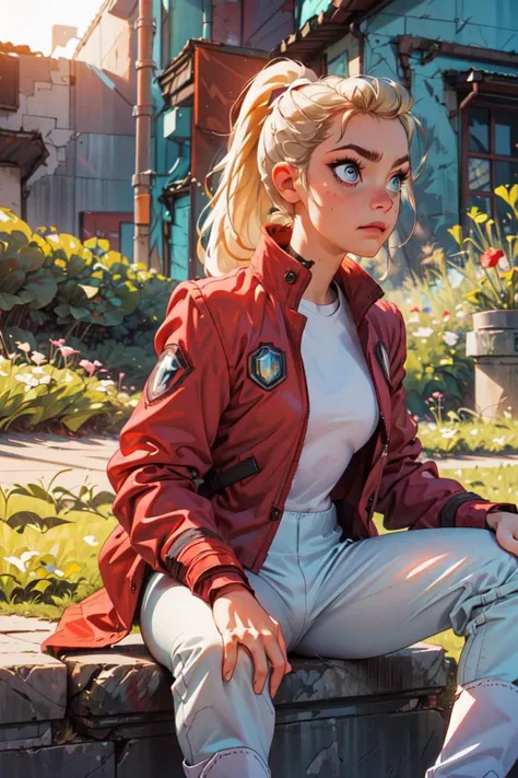 (adora \(she-ra\):1), (ponytail, red coat, long white sleeve shirt, gray pants, red and white boots:1.5), (long hair, blue eyes:1), cartoony facial features, large round eyes, cat ears, (realistic:1.2), (masterpiece:1.2), (full-body-shot:1),(Cowboy-shot:1.2), magical background, industrial, neon lighting, dark romantic lighting, (highly detailed:1.2),(detailed face:1.2), (gradients), colorful, detailed eyes, (detailed landscape:1.2), (natural lighting:1.2),(detailed background),detailed landscape, (dynamic pose:1.2), close shot, solo, <lora:shera_adora-03:0.8> <lora:add_detail:0.3> <lora:hipoly3DModelLora_v10:0.05> <lora:RSERomantic_RSESofiko_RSEEmma-v1:0.1>