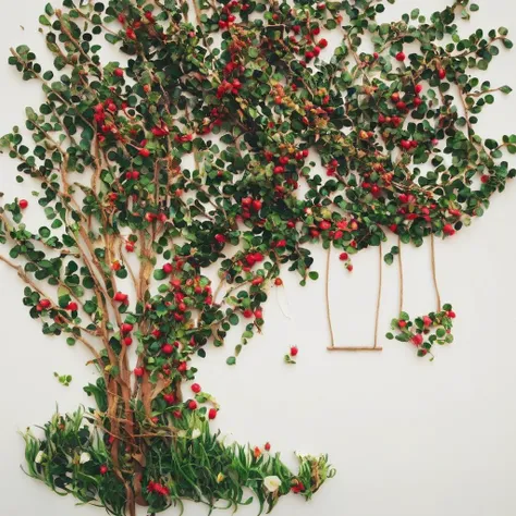 <lora:SDXL_fall_leaf_craft_Sa_May:1> fall leaf craft, a tree with a swing