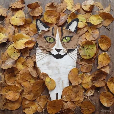 <lora:SDXL_fall_leaf_craft_Sa_May:1> fall leaf craft, cat