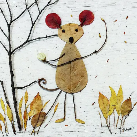 <lora:SDXL_fall_leaf_craft_Sa_May:1> fall leaf craft, a mouse