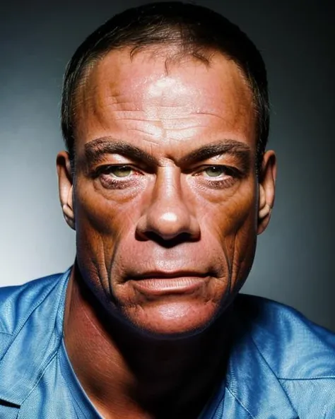 (masterpiece, best quality), Jean Claude Van Damme close up portrait, 1 man, epic (photo, studio lighting, hard light, sony a7, 50 mm, matte skin, pores, colors, hyperdetailed, hyperrealistic)  <lora:vandamme:0.95>