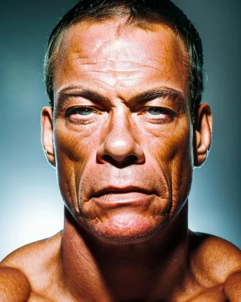 (masterpiece, best quality), Jean Claude Van Damme close up portrait, 1 man, epic (photo, studio lighting, hard light, sony a7, 50 mm, matte skin, pores, colors, hyperdetailed, hyperrealistic) <lora:vandamme:0.95>