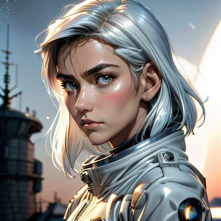 (Makoto Shinkai), Marvel Style, USSR style,
Beauty face, Serious face, Realistic tight White hair, Medium hair, Small breasts, Small ass, Muscular,
18 year old russian girl, (sharp cheekbones), ((((long face)))), snub,
cinematic look, soothing tones, contour light, bokeh background,
realistic tight Leather jacket,
(phantastic world), another space,
<lora:more_details:0.3> <lora:migunov15:1>
