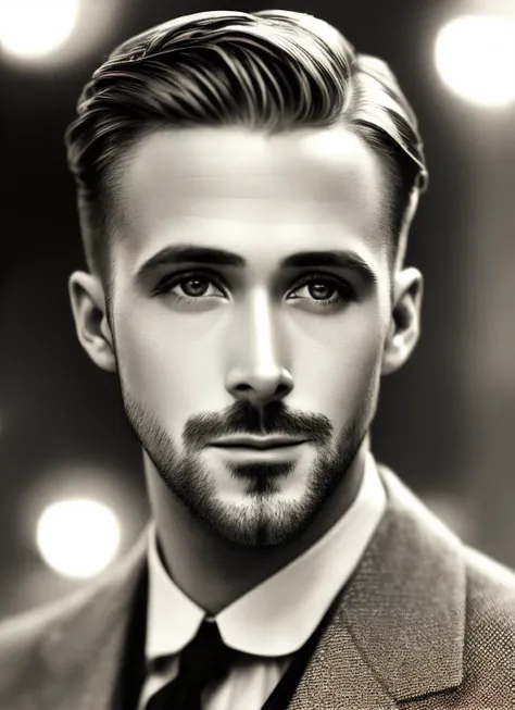 modelshoot style, A 1930s professional photograph of sks person, ((detailed face)), (High Detail), Sharp, 8k, ((bokeh)), <lora:locon_ryangosling_v1_from_v1_64_32:1.3>