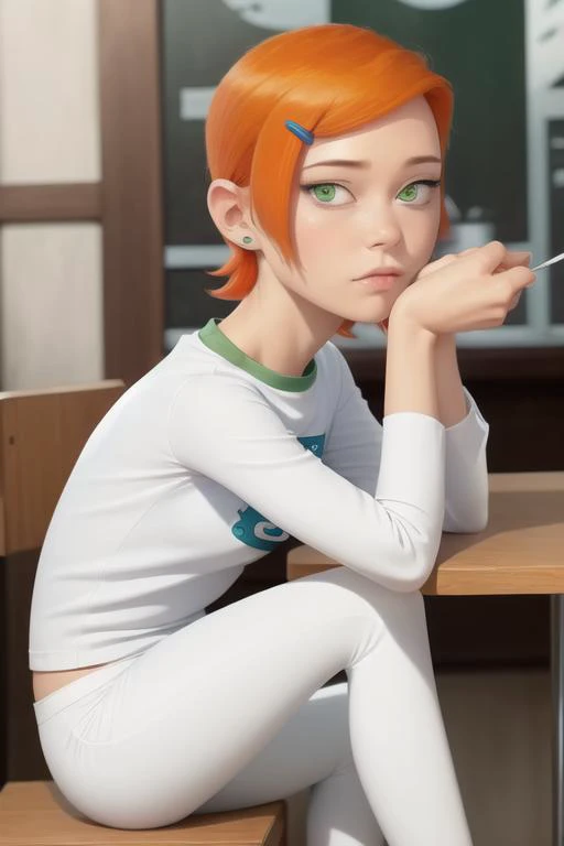 <lora:gwendolynTennysonBen_v10:1> LONG SLEEVES
WHITE PANTS, drinking milkshake, sitting behind table, proportional eyes, (realistic:1.5), extremely detailed, hyper detailed, soft lighting, detailed background, extreme detail background, sharp details, beautiful face, symmetrical eyes, short red hair, short hair, red hair, green eyes, woman, high quality, (full body:1.3),