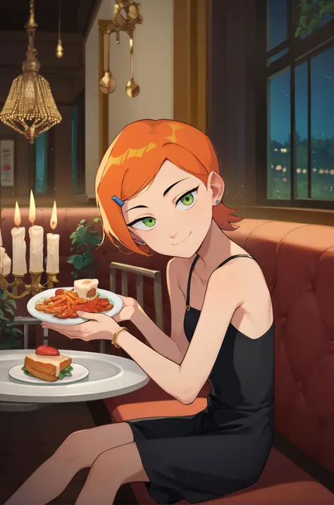 score_9, score_8_up, score_7_up, score_6_up, score_5_up, score_4_up, BREAK source_anime,
Gwendolyn_Tennyson, 1girl, head tilt, looking at viewer, romantic restaurant, gentle smile, black dress , (candle, chandelier:0.8), 
<lora:GwenTenXL:1>