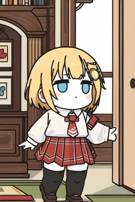 best quality, intricate details,
1girl, <lora:ameliaWatsonHololive_v2AllOutfits:0.8> amelia watson, monocle hair ornament, amelia_detective, collared shirt, red necktie, plaid skirt, thighhighs,
<lora:chibiPtArtstyleLocon_v11:0.8> chibi,