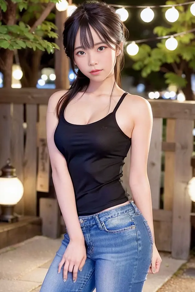 (skin blemish:1.2), (skindentation), black eye, 1woman, 25yo, (((woman))), solo, realistic, best quality, photorealistic, masterpiece, 8k, high res, solo, extremely detailed face, (professional lighting, bokeh), (light particles, lens flare, glowing particles:0.6), (dynamic pose:1.2), soft lighting, top angle view, fashionable and trendy atmosphere, street, japan, kyoto, city, sakura, sakura blossom, ((nighttime)), standing, ((looking at the viewer:1)), (looking at the camera),(portrait:0.6), cowboy shot, walking, gorgeous, keep original facial proportion, wide shoulder, (small breast), (medium hair), brown hair, floating hair, lips, lipstick, seductive smile, floating hair, (smile), (open_mouth), teeth, white blouse, jeans, mole, (mole under eye:1), <lora:Akaoni:0.8>