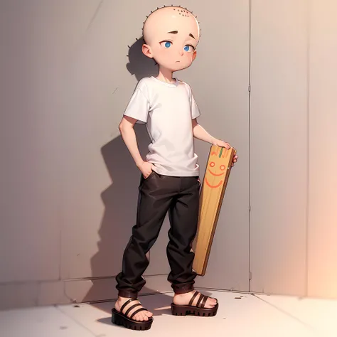 ((masterpiece, best quality)),solo,1boy, full body, Jonny2x4, bald, white shirt, <lora:Jonny2x4_v308v106:0.6>, gradient background, pants, sandals,