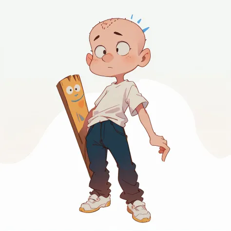 (masterpiece, best quality, absurdres, 4k, aesthetic, detailed, intricate),IncrsNikkeProfile, jonny2x4,bald, white shirt, pants, sandals, full body, zoom layer, plank,still life,, one knee <lora:NikkeProfile:1> <lora:Jonny2x4_v308v106:0.8> <lora:Plank:0.9>