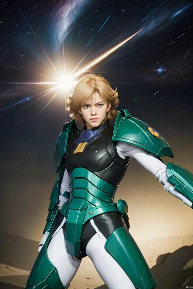 Korin Seiji ,<lora:Korin Seiji_v1:0.7>,(MASTERPIECE:1.2),(REALISTIC:1.2), blonde hair,Lanky,(UPPER BODY),
(masterpiece, ultra quality, high resolution, 8k, intricate: 1.2), (detailed face:1.2),(photorealistic:1.4),handsome,male focus,
looking away, Float in universe,starry sky,balanced eyes,sword, night, star,