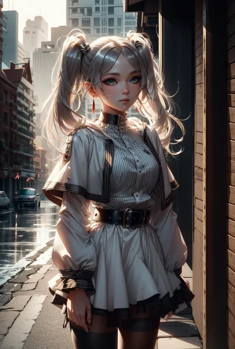 <lora:СÑÐ¸Ð»Ñ harley_quinn_manga:0.9>, <lora:ФÑиÑен пÑовожаÑÑÐ°Ñ Ð² пÑоледний пÑÑÑ(Frieren, twintails, earrings(Ñм одеждÑ):0.7>,FrierenBase, 2twintails, earrings, white capelet, (striped shirt,black stripes), white skirt, long sleeves, belt, black pantyhose,, 1girl in full growth, best quality, masterpiece, ultra-detailed, high quality, perfect nose, highly detailed skin, warm skin tone, defiance512, RAW photo, best quality, high resolution, (masterpiece), dreamlike, dreamy, modelshoot style, analog style, tonemapping, photorealistic, professional photography, sharp focus, HDR, 8K resolution, intricate detail, sophisticated detail, hyper detailed, (depth of field), highlight and shadow, volumetric lighting, cinematic bloom, professional light, looking at viewer, blotchy,
