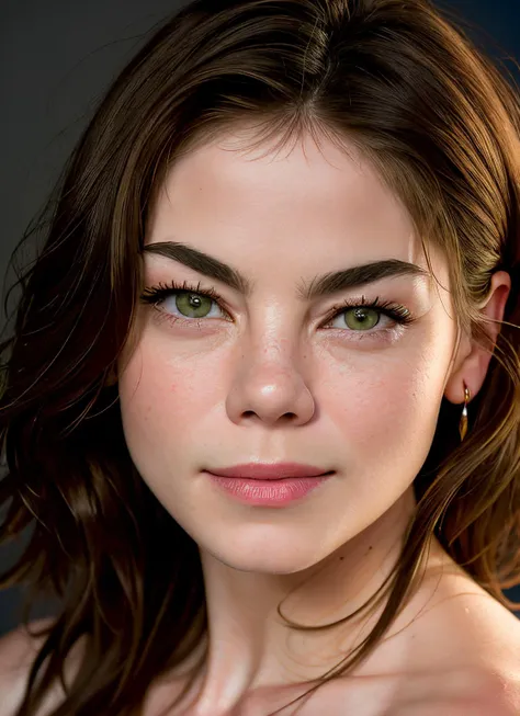 analog style, modelshoot style, portrait of Michelle Monaghan, epic (photo, studio lighting, hard light, sony a7, 50 mm, matte skin, pores, colors, hyperdetailed, hyperrealistic), <lyco:Michelle Monaghan:1.2>