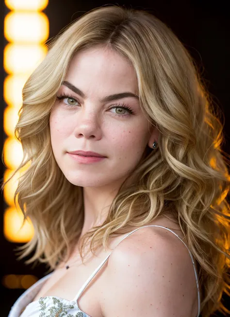 portrait of Michelle Monaghan, envious , wearing luxury fashion , with white Curly hair , background infernal palace epic (photo, studio lighting, hard light, sony a7, 50 mm, matte skin, pores, colors, hyperdetailed, hyperrealistic), <lyco:Michelle Monaghan:1.1>