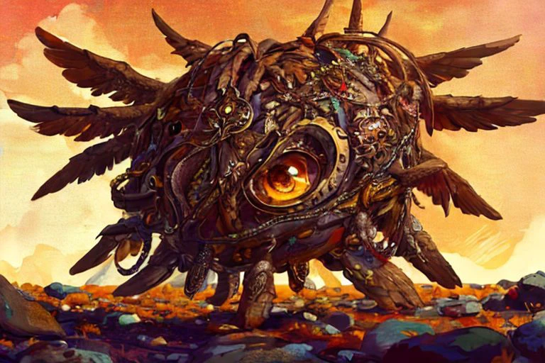 1 creature,
too many eyes, no humans,
sky at golden hour, stonepunkAI
high quality texture, aesthetic composition, 8k