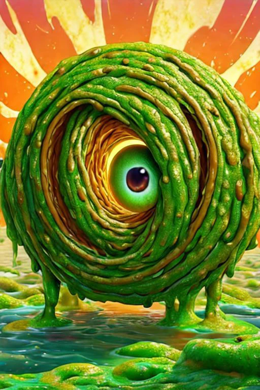 1 creature,
too many eyes, no humans,
sky at golden hour, GreenSlimeAI
high quality texture, aesthetic composition, 8k