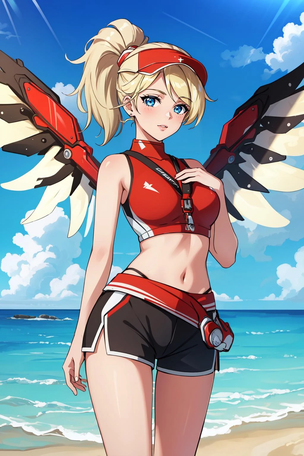 (masterpiece, best quality), intricate details,
1girl, <lora:Lifeguard_Mercy:0.8> Lifeguard_Mercy, blue_eyes, black_shorts,