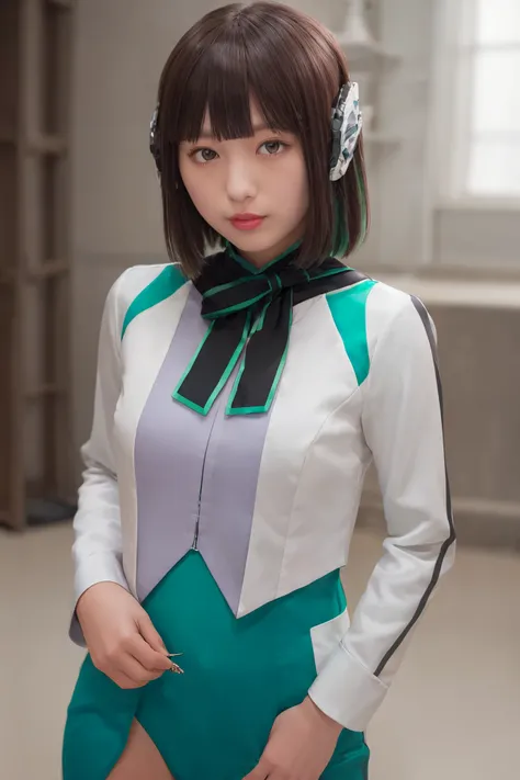 masterpiece, best quality, highres, absurdres, 1girl, solo, izu, women, heroine, kaman rider, 01, humagear,