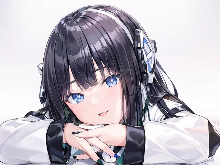 (masterpiece, best quality, ultra-detailed, best shadow), (extremely detailed CG:1.4), perfect face, bright pupils, lustrous skin, (finely detailed beautiful eyes) (white background:1.5) izu, izu uniform ,bow tie, humagear_ears, blue eye, black nail, jacket <lora:heroineIzuJP_v10:0.9> 1girl, (fullbody:1.4), black hair