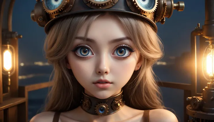 ((Best quality)), ((masterpiece)), ((realistic)),portrait photo of the most beautiful artwork steampunk <lora:Rapunzel_character:1> ,masterpiece, A wonderful NIGHT,octane render, hyper realistic, ,(extremely detailed CG unity 8k wallpaper), trending on CGSociety, Intricate, High Detail, Sharp focus, dramatic, photorealistic painting art by ivan aivazovsky and greg rutkowski,, (8k, masterpiece, best quality, ultra-detailed), (an extremely delicate and beautiful)kawaii, cute, very big eyes, Aesthetic Anime Eyes, small face, large breasts, cinematic lighting, , Intricate, High Detail, Sharp focus, dramatic, masterpiece, best quality, ultra-detailed,, very thin waist, <lora:bombshell_v1:0.4>,big boobs,slim body,