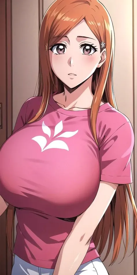 ((top-quality、8K、​masterpiece:1.3))、voluptuous woman、1girl in、(Slender figure:1.2)、dark brown  hair、hyperdetailed face、Detailed lips、A detailed eye、double eyelid、(huge-breasted:1.2)、Random T-shirt、Random attire、random place、Specific women、Plain clothe、Dressing、（ssmile:1.2）、(Choi in the beauty salon:1.2)、Bohemian style maxi skirt and crop top