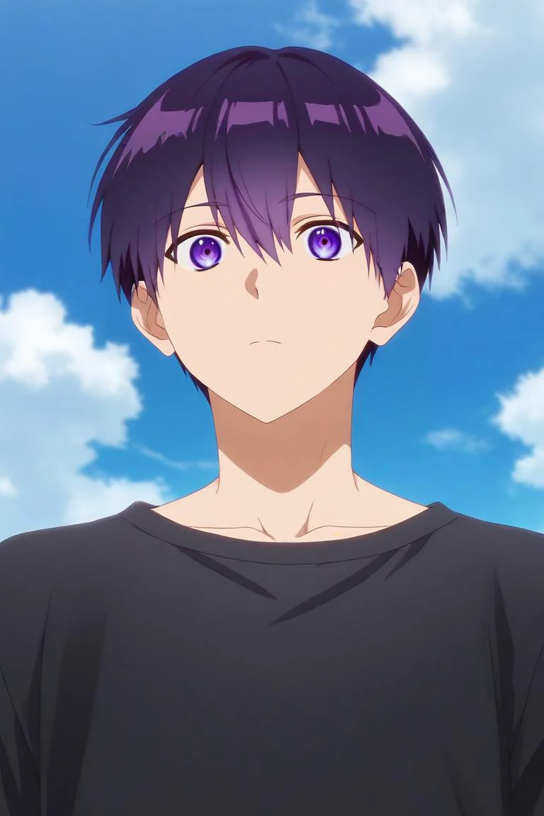 score_9, score_8_up, score_7_up, source_anime, rating_safe, , (photorealistic:0.6), , depth of field, 1boy, solo, male focus, <lora:yuuki_izumi_pony:0.96>, yuuki_izumi, purple hair, purple eyes, short hair, hair between eyes, from below, floating island, day, clouds, (pose), relaxed, , <lora:sdxl_lightning_8step_lora:1>