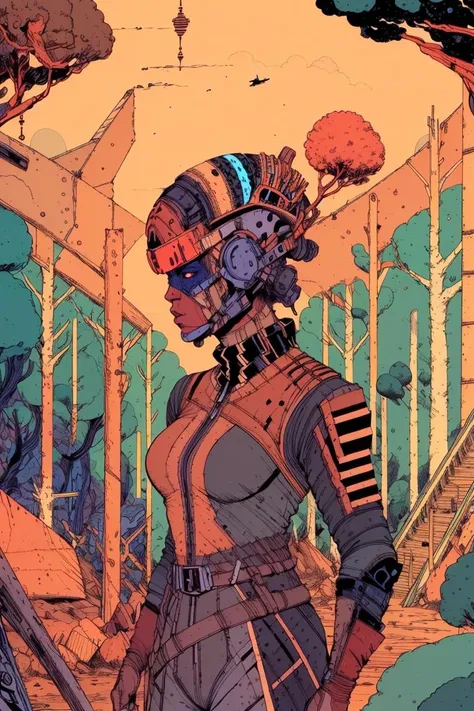 woman, warrior, forest, science fiction, by kilian eng, by josan gonzalez