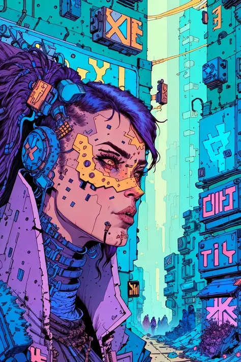80's postpunk cover shot, postpunk beautiful european woman in middle of composition, beautiful model, blond long hair, detailed and intricate (((cyberpunk background))), featuring high-tech holographic projections and sleek architecture, art by (((Syd Mead, Masamune Shirow, Dylan Kowalski))), highly detailed photo realistic, god rays, ultra sharp focus, ultra high quality, vibrant, (very enormous breast:1.7), (bare breasts:1.4), shiny latex is black, latex stockings, long hair, (shiny skin:1.4), shiny lips, very big ass, symmetrical detailed face, toned, sexy, masterpiece