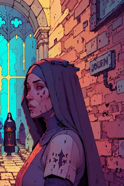nun on church, by josan gonzalez