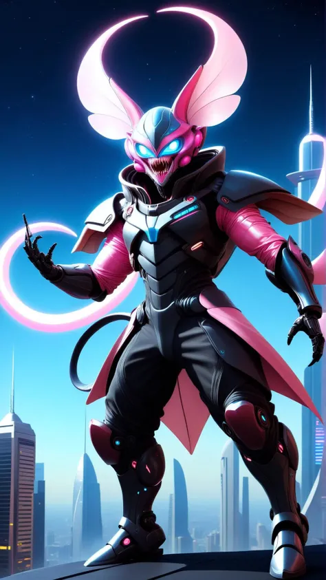 <lora:CarnageStyleXL:1>CarnageStyle Pink male galactic diplomat, insectoid species- insect-like being with segmented exoskeletons, multifaceted eyes, and antennae, youth lithe, inuit, light blue eyes, unique ears, pointed chin, blunt jaw, uneven forehead, heart face shape with pointed chin, , salt and pepper
mohawk hair, cry
, holding a weapon or energy blade for combat challenges.,
wearing antigravity field texture __bo/properties/color__ carbon-fiber cloth
gravitational harem pants, robotic trench coat,
, performing gravity-defying flips or maneuvers with agility., neon hues, futuristic cityscape, megalithic skyscrapers piercing the sky
, feelers, (Masterpiece:1.3) (best quality:1.2) (high quality:1.1)