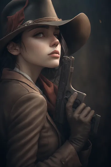 <lora:w3st:1> w3st portrait, woman, black hair, red handkerchief, brown jacket, holding gun, cowboy hat
ControlNet 0: "preprocessor: canny, model: controlnet11Models_canny [b18e0966], weight: 1, starting/ending: (0, 1), resize mode: Crop and Resize, pixel perfect: False, control mode: My prompt is more important, preprocessor params: (512, 100, 200)", Hires upscale: 2, Hires steps: 20, Hires upscaler: R-ESRGAN 4x+