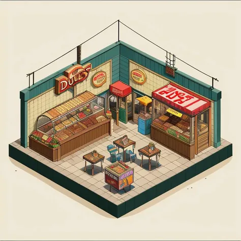 Luke's Diner and Doucey's Market \(Gilmore Girls\), game art, Isometric Composition map