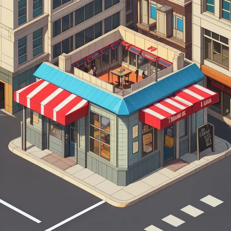 Luke's Diner \(Gilmore Girls\), exterior, city block, game art, Isometric Composition map