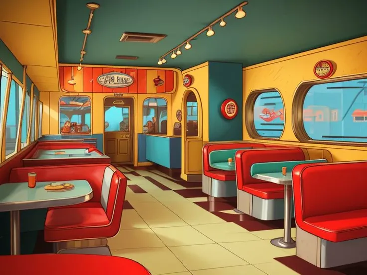 a 1950's Style Diner, LucasArts game style,