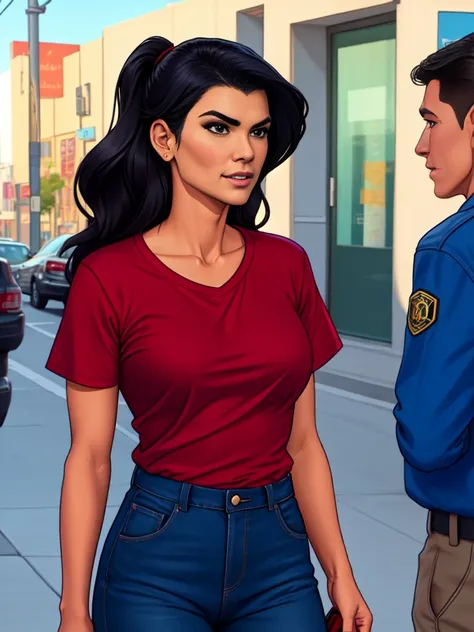 Angie Harmon is a plain clothes detective,