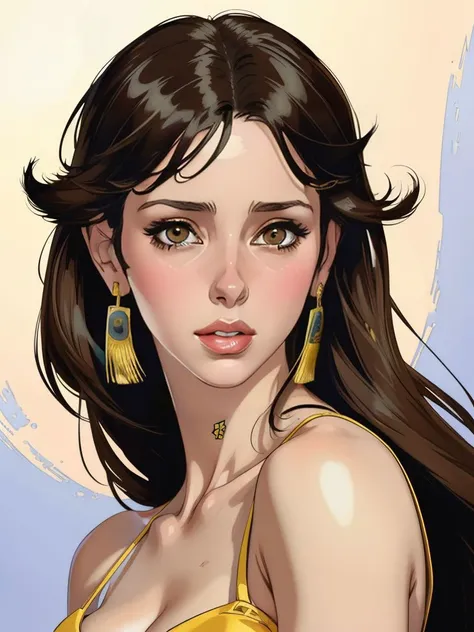 (Digital Artwork:1.3) of 3/4 portrait, modelshoot, beautiful woman, jennifer love hewitt,(by Artist Henry Clive:1.3),(by Artist Masamune Shirow:1.3),CGSociety,ArtStation
