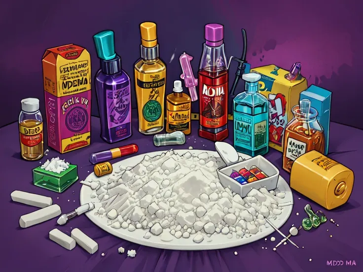 Drug paraphernalia,  cocaine, heroine, mdma, lsd,