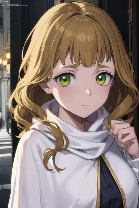 mimosavermillion, <lyco:mimosavermillionv2-lyco-nochekaiser:1>,
mimosa vermillion, brown hair, (green eyes:1.5), blunt bangs, bangs, medium hair, wavy hair,
BREAK dress, capelet, long sleeves,
BREAK looking at viewer, full body, upper body,
BREAK outdoors,
BREAK <lora:GoodHands-vanilla:1>, (masterpiece:1.2), best quality, high resolution, unity 8k wallpaper, (illustration:0.8), (beautiful detailed eyes:1.6), extremely detailed face, perfect lighting, extremely detailed CG, (perfect hands, perfect anatomy),