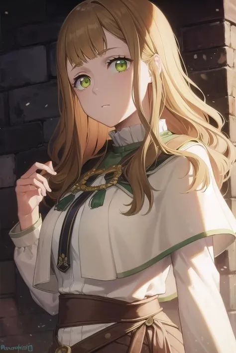 mimosavermillion, <lyco:mimosavermillionv2-lyco-nochekaiser:1>,
mimosa vermillion, brown hair, (green eyes:1.5), blunt bangs, bangs, medium hair, wavy hair,
BREAK dress, capelet, long sleeves,
BREAK looking at viewer,
BREAK outdoors,
BREAK <lora:GoodHands-vanilla:1>, (masterpiece:1.2), best quality, high resolution, unity 8k wallpaper, (illustration:0.8), (beautiful detailed eyes:1.6), extremely detailed face, perfect lighting, extremely detailed CG, (perfect hands, perfect anatomy),