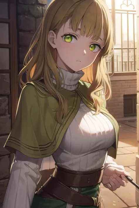 mimosavermillion, <lyco:mimosavermillionv2-lyco-nochekaiser:1>,
mimosa vermillion, brown hair, (green eyes:1.5), blunt bangs, bangs, medium hair, wavy hair,
BREAK dress, capelet, long sleeves,
BREAK looking at viewer,
BREAK outdoors,
BREAK <lora:GoodHands-vanilla:1>, (masterpiece:1.2), best quality, high resolution, unity 8k wallpaper, (illustration:0.8), (beautiful detailed eyes:1.6), extremely detailed face, perfect lighting, extremely detailed CG, (perfect hands, perfect anatomy),